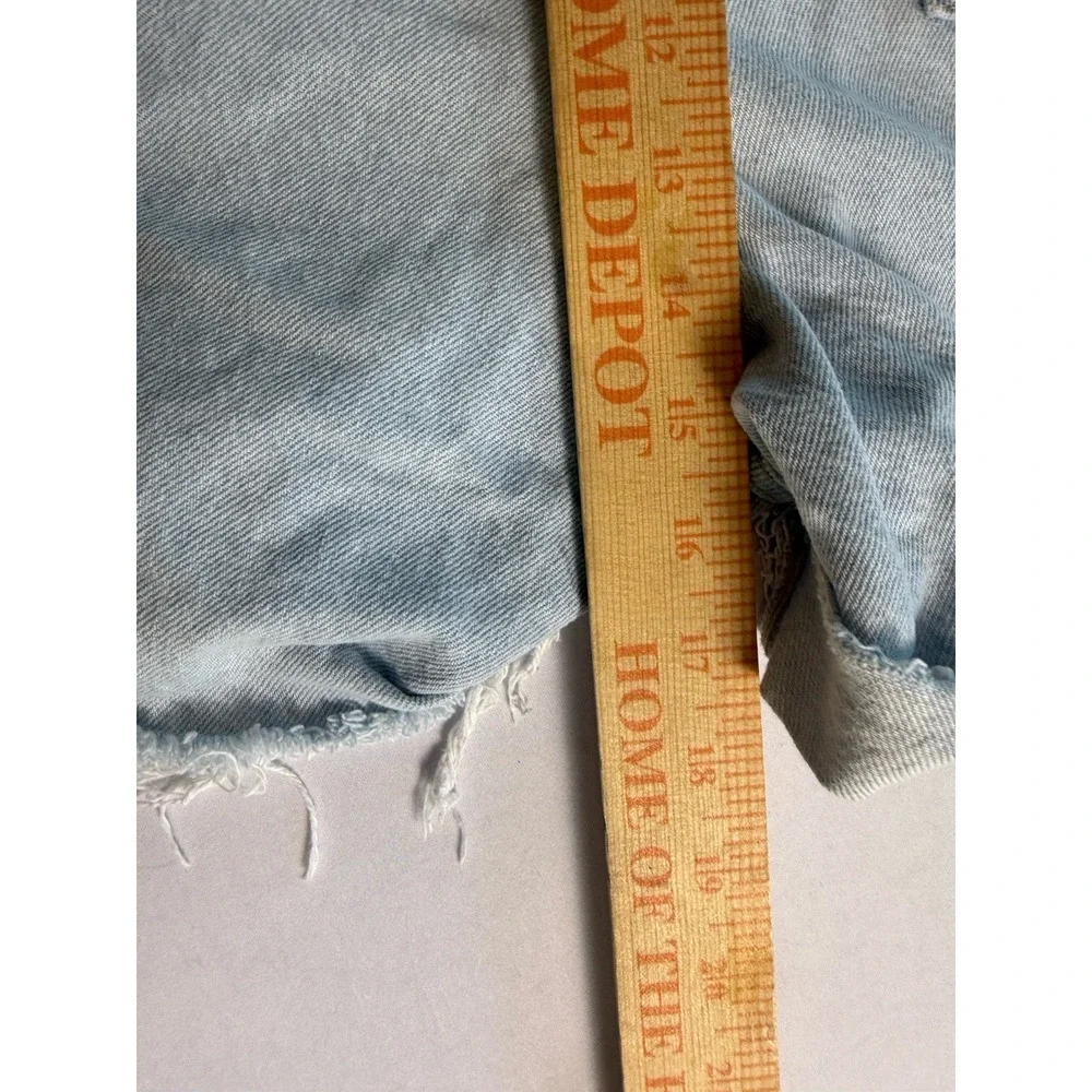 H&M Mom Shorts Women's Size 12 Light Wash Denim Ultra High Waist Distressed-740 - Picture 6 of 7